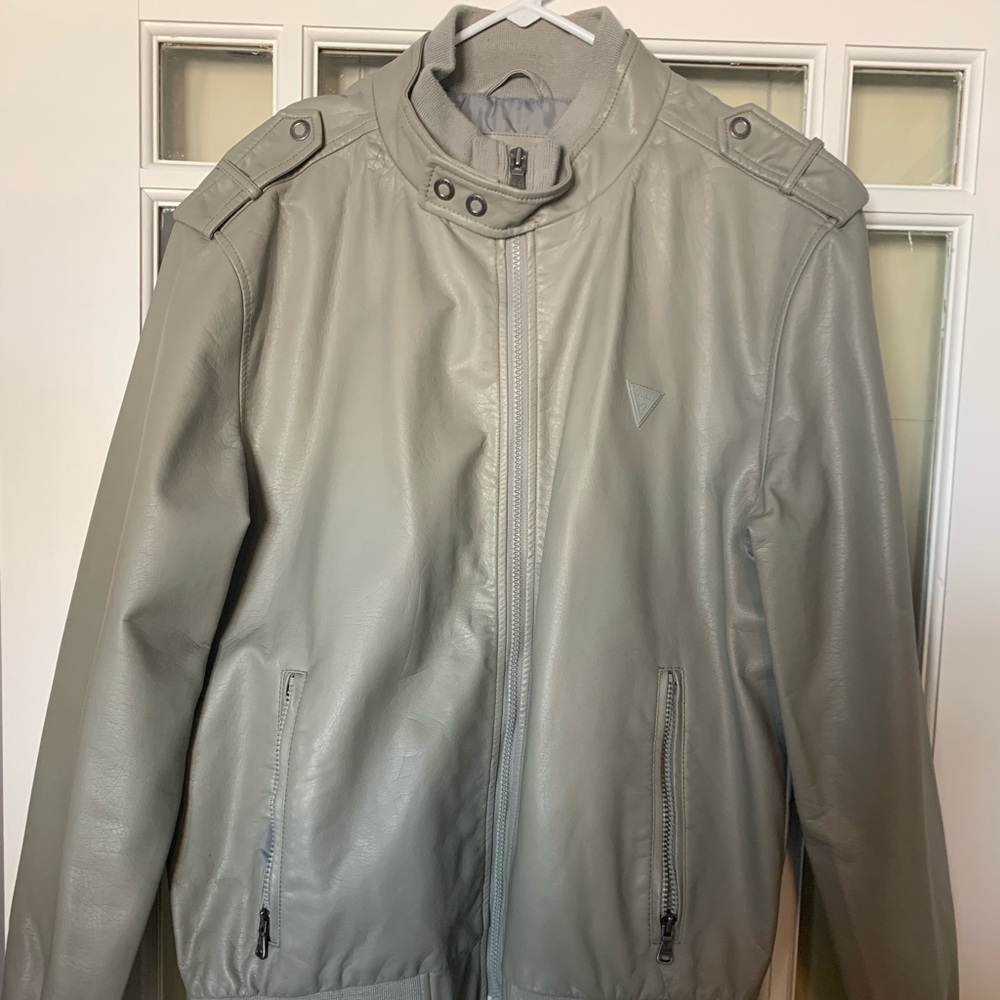 Gray leather jacket